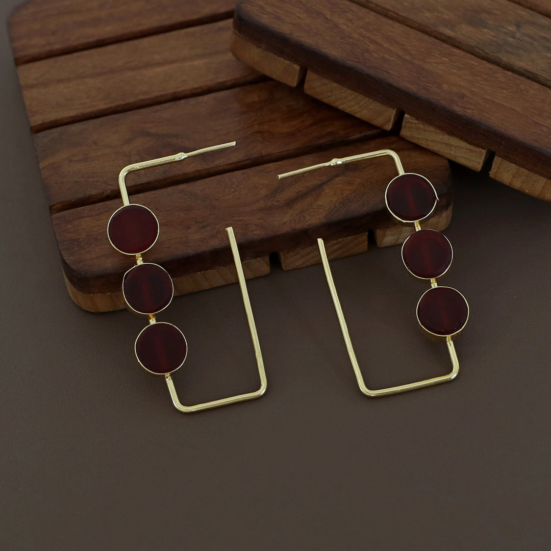 Alma Tri Raw Stone Rectangle Earring