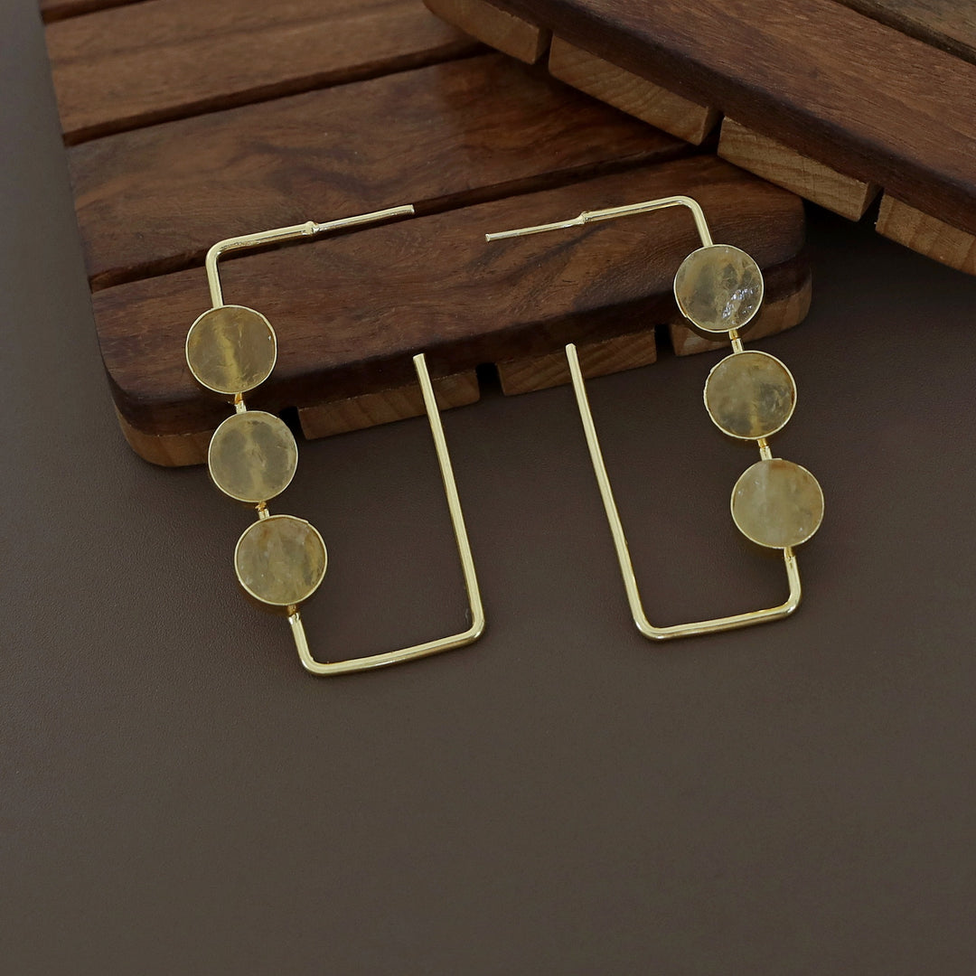 Alma Tri Raw Stone Rectangle Earring