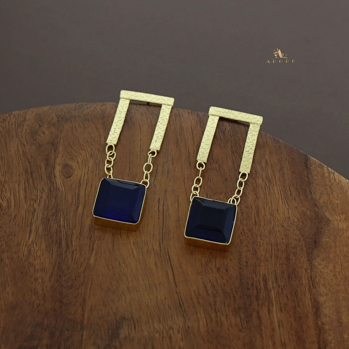 Textured Open Rectangle Glossy Square Earring