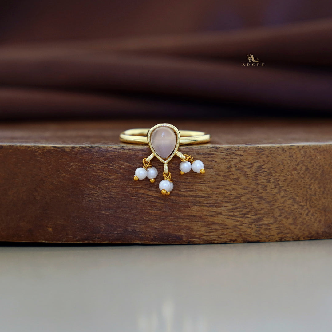 Golden Drop Cluster Pearl Ring