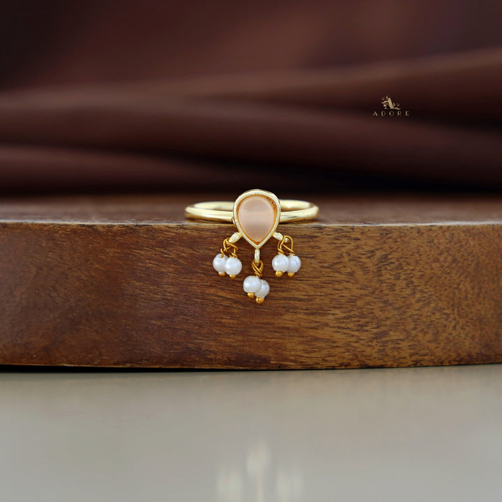 Golden Drop Cluster Pearl Ring