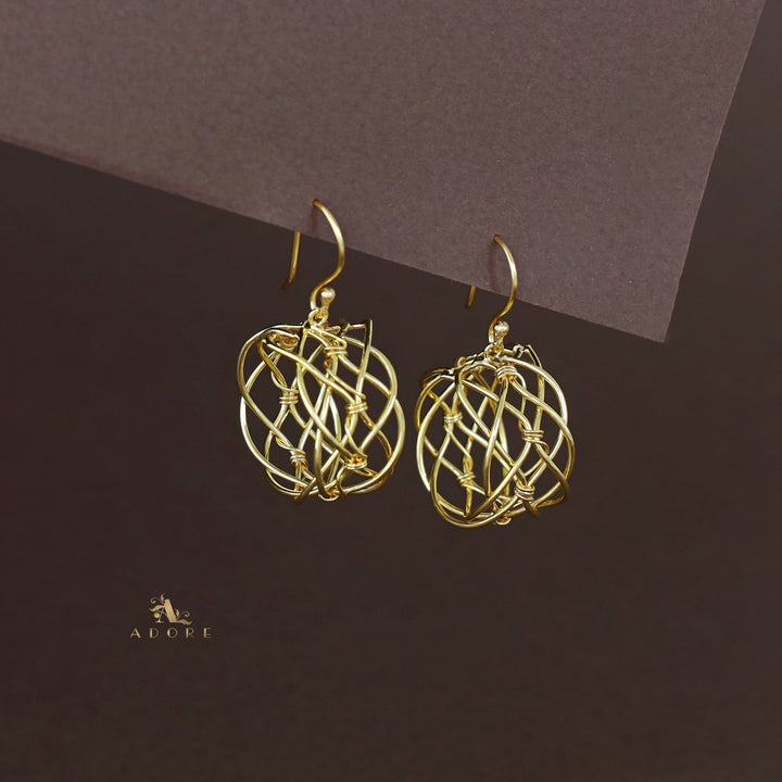 Ishkaara Golden Hollow Twisted Wire Drop