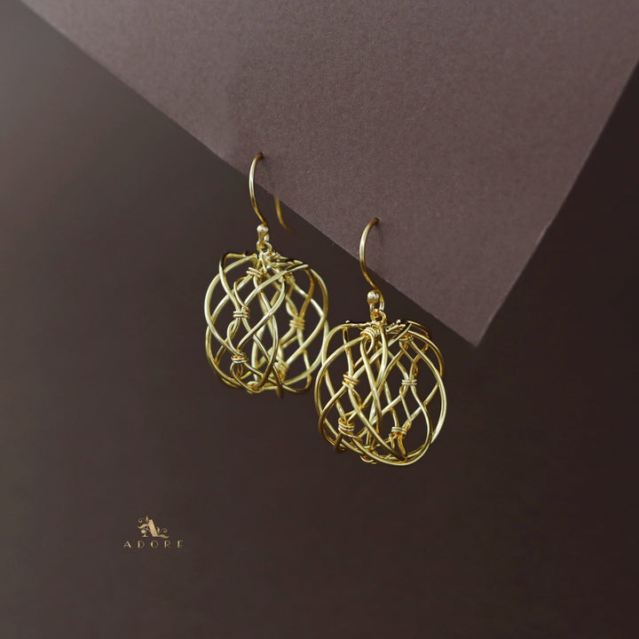 Ishkaara Golden Hollow Twisted Wire Drop