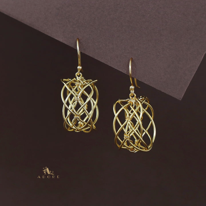 Ishkaara Golden Hollow Twisted Wire Drop