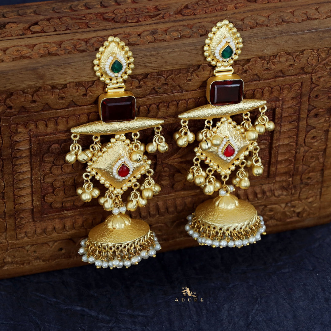 Amrita Golden Textured Diamond Ghungroo Earring