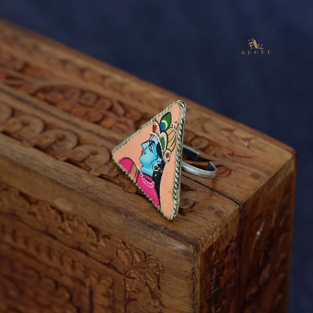 Zoe Triangle Hand Painted Silver Ring