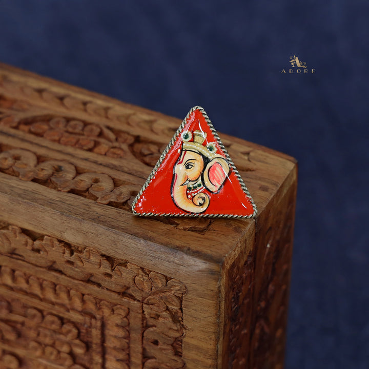 Zoe Triangle Hand Painted Silver Ring