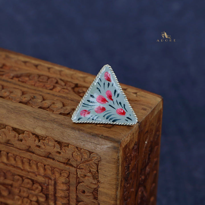 Zoe Triangle Hand Painted Silver Ring