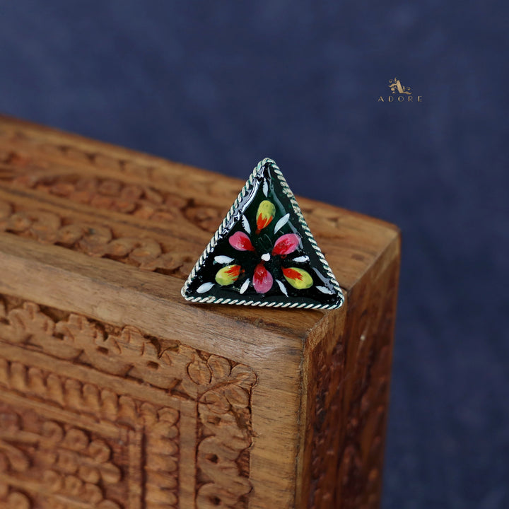 Zoe Triangle Hand Painted Silver Ring