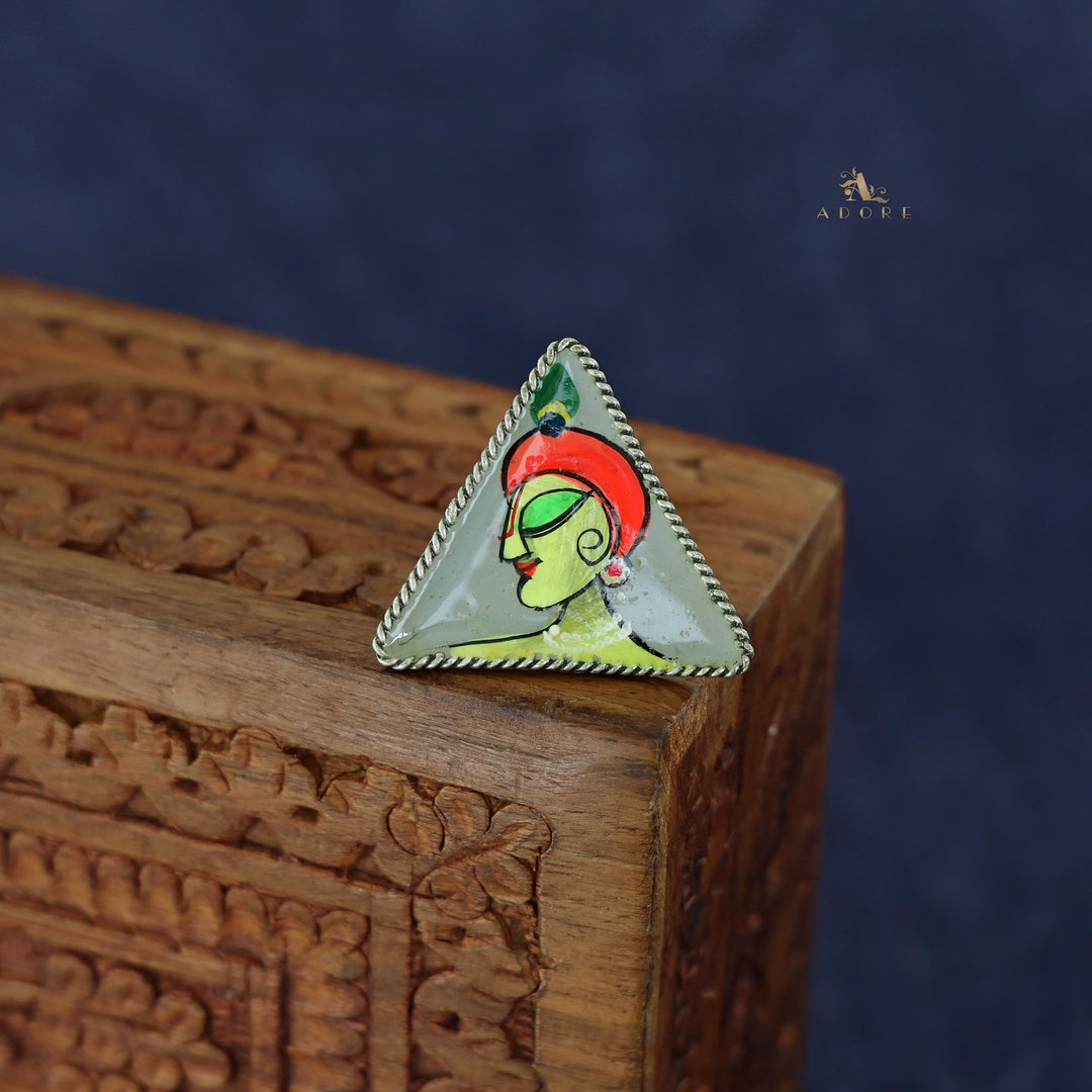 Zoe Triangle Hand Painted Silver Ring