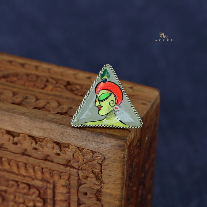 Zoe Triangle Hand Painted Silver Ring