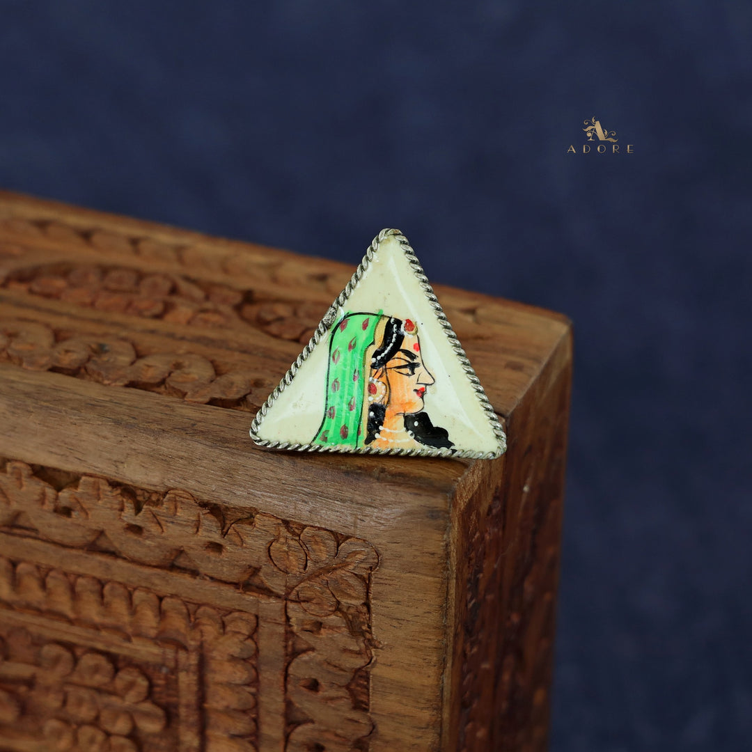 Zoe Triangle Hand Painted Silver Ring