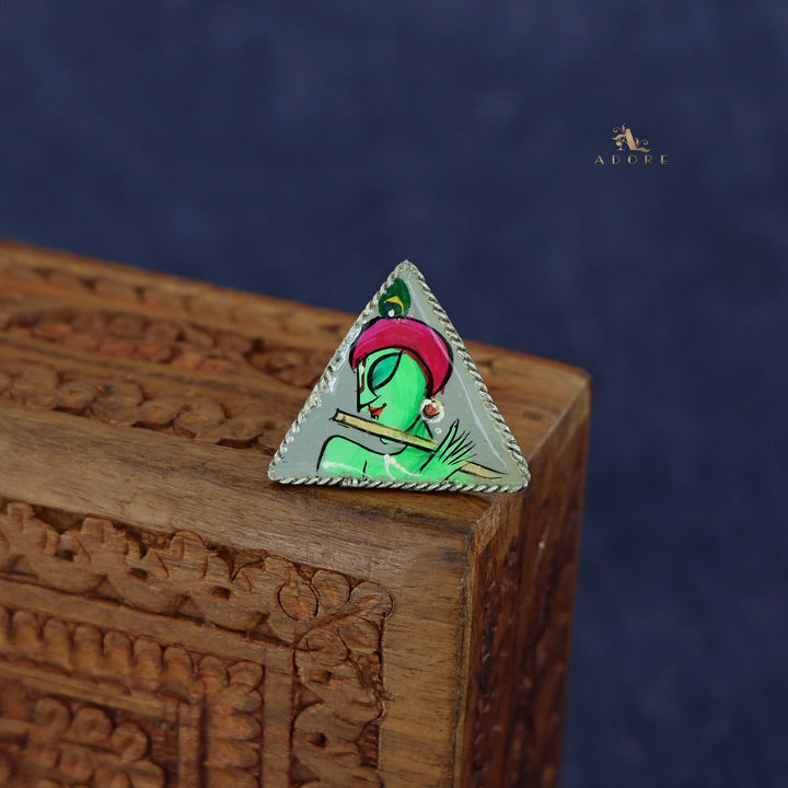 Zoe Triangle Hand Painted Silver Ring