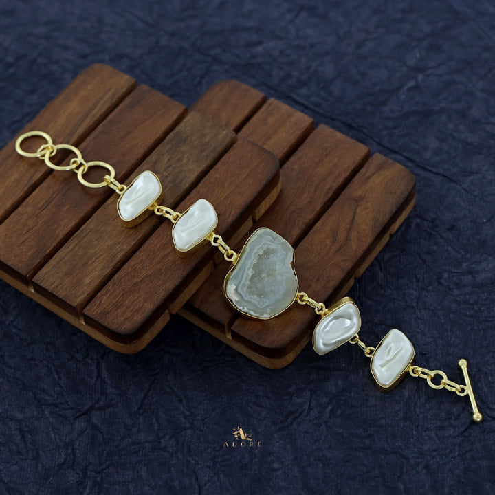 Zoe Golden MOP + Agate Stone Bracelet