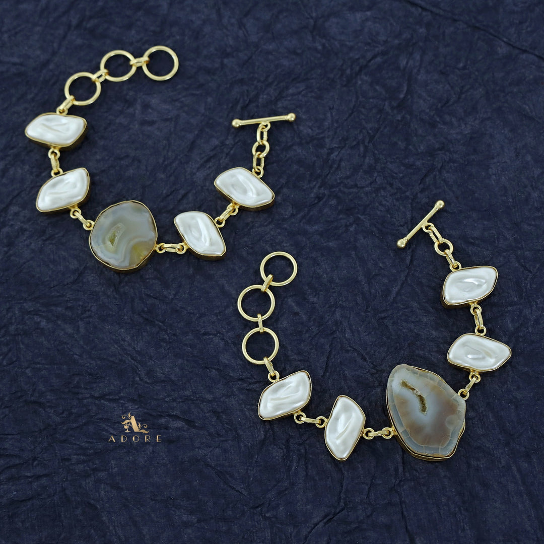 Zoe Golden MOP + Agate Stone Bracelet