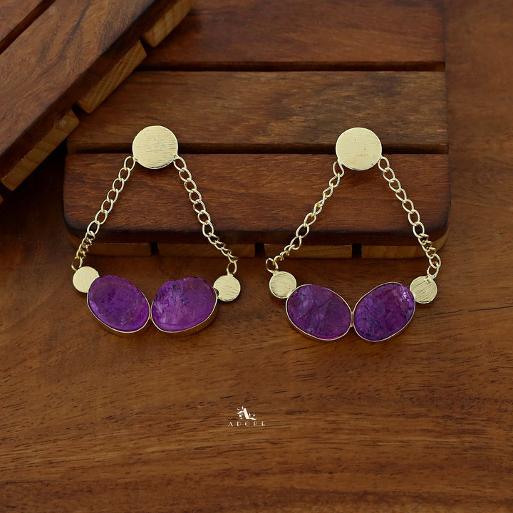 Venus Golden Pair Dyed Stone Earring