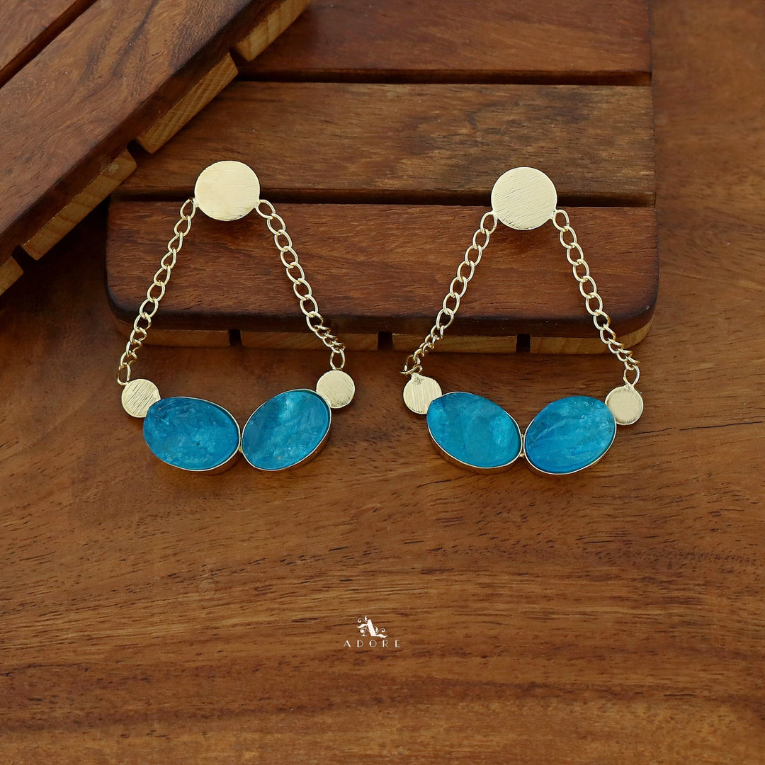 Venus Golden Pair Dyed Stone Earring