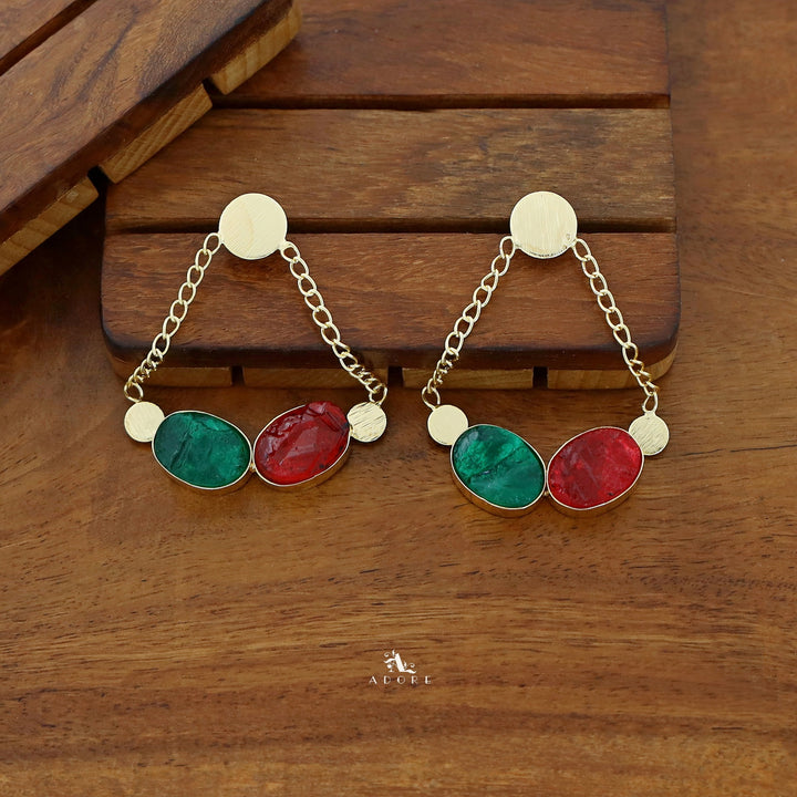 Venus Golden Pair Dyed Stone Earring