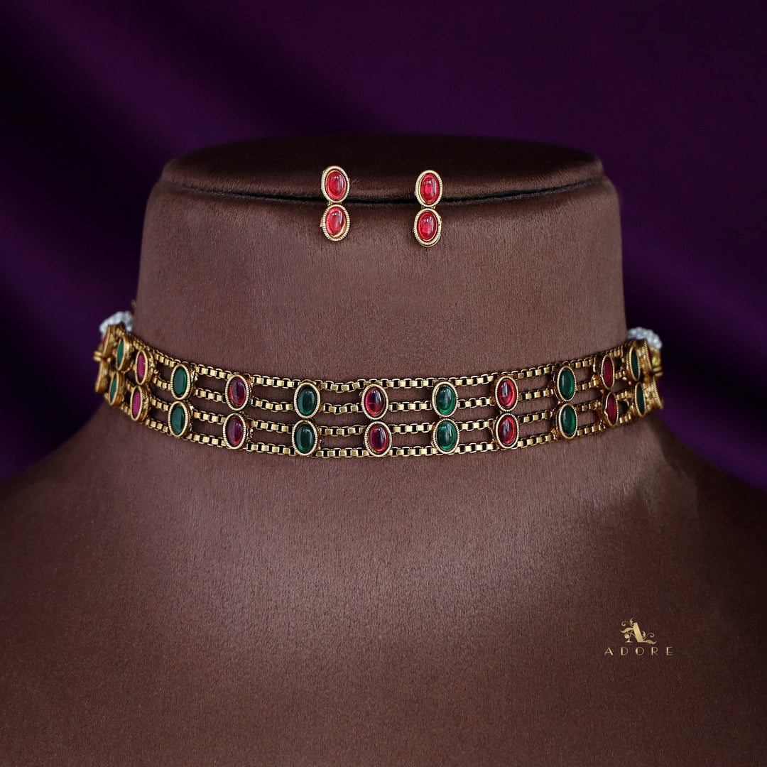 Darpana Four Layer Choker With Earring