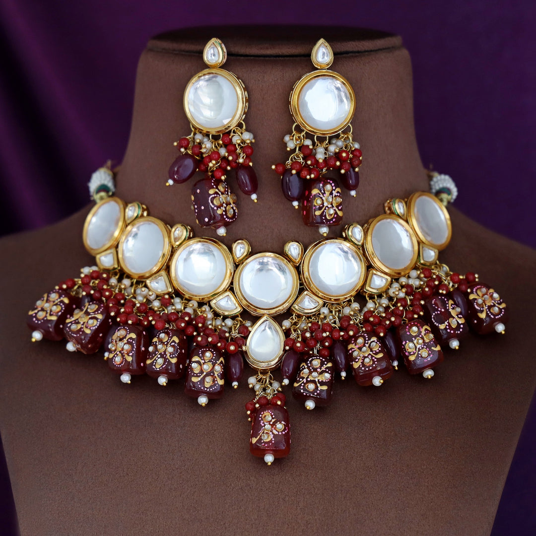 Takshvi Kundan Neckpiece with Earrings (Colour Options)