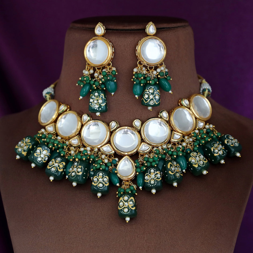 Takshvi Kundan Neckpiece with Earrings (Colour Options)