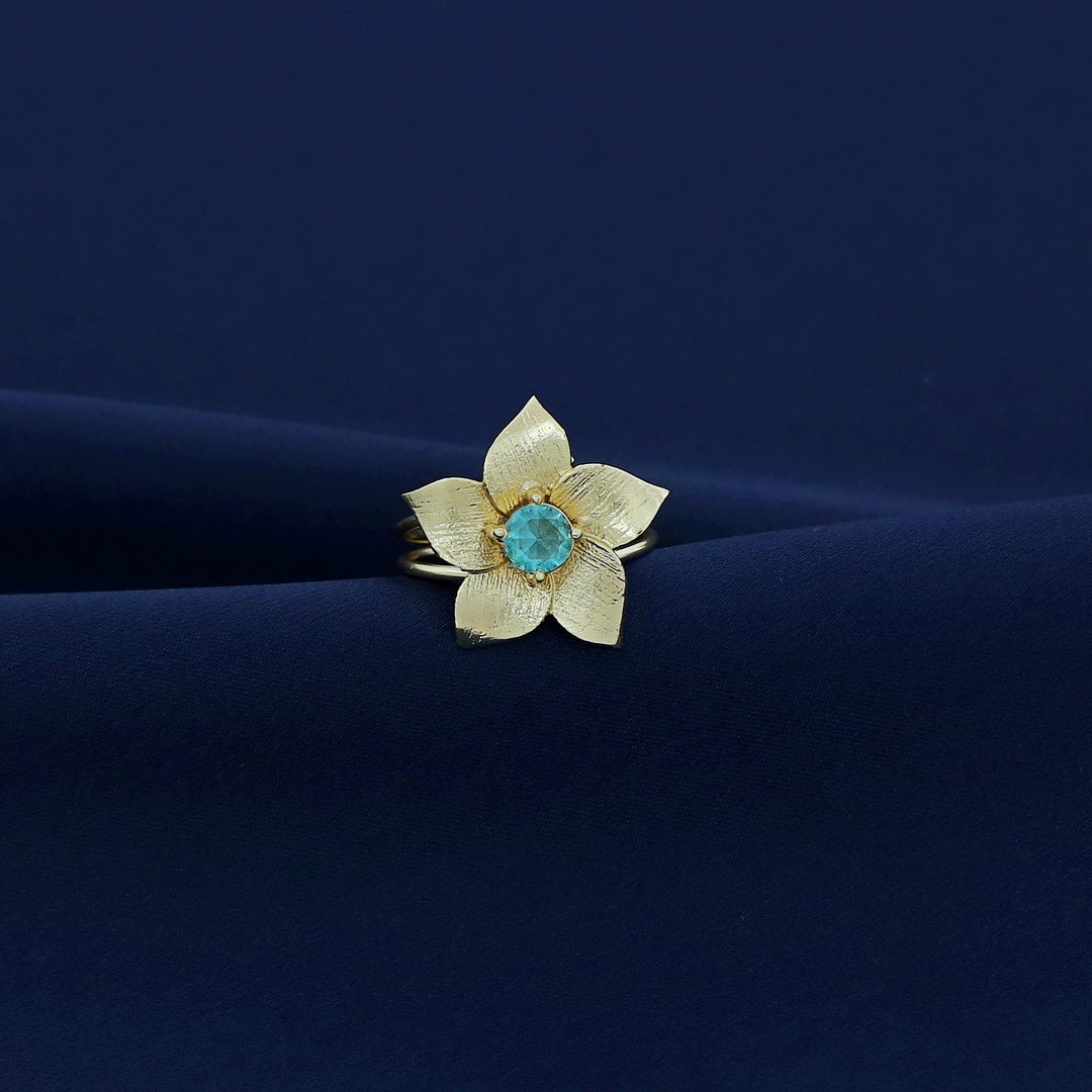 Golden 2 Layer Glossy Flower Ring