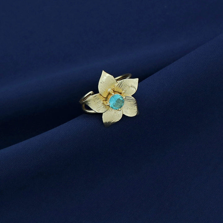 Golden 2 Layer Glossy Flower Ring