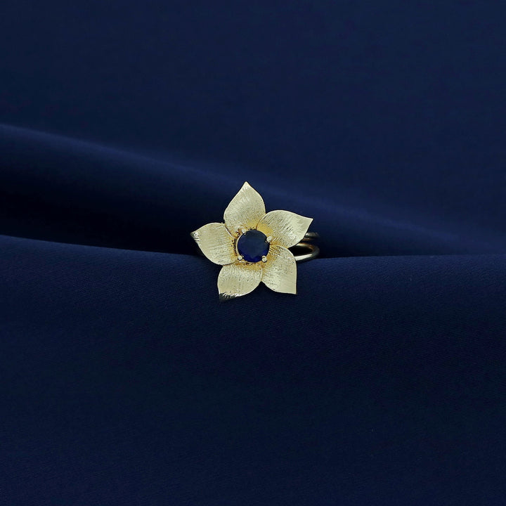 Golden 2 Layer Glossy Flower Ring