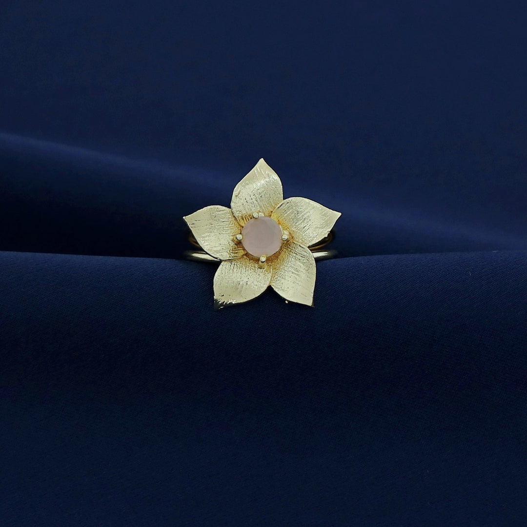 Golden 2 Layer Glossy Flower Ring