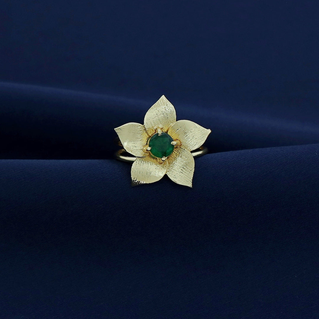 Golden 2 Layer Glossy Flower Ring