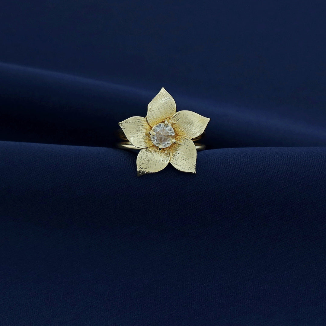 Golden 2 Layer Glossy Flower Ring