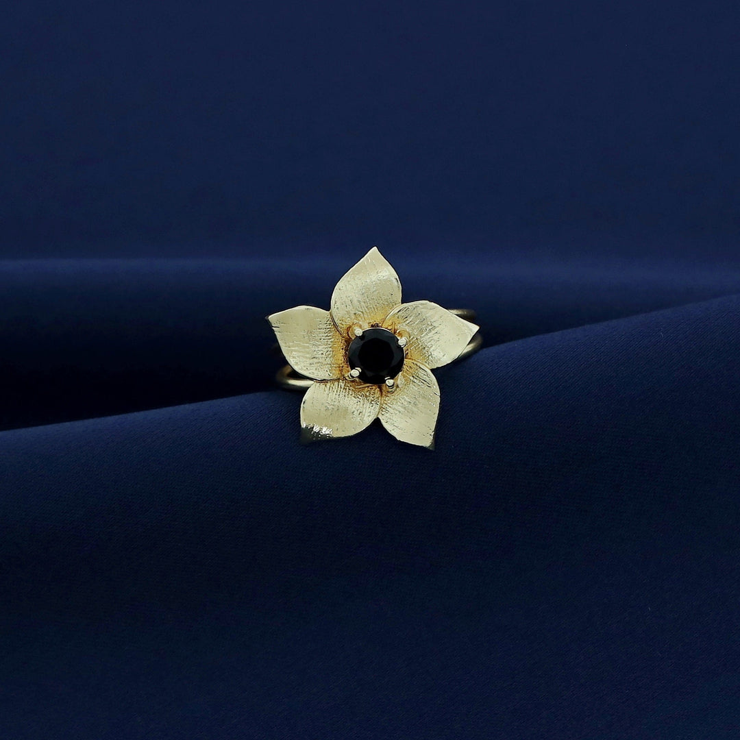 Golden 2 Layer Glossy Flower Ring