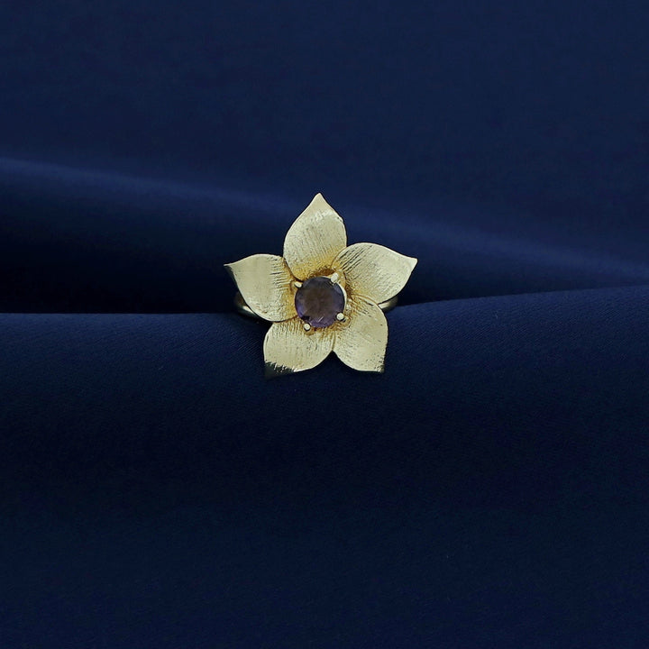 Golden 2 Layer Glossy Flower Ring