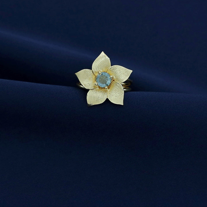 Golden 2 Layer Glossy Flower Ring