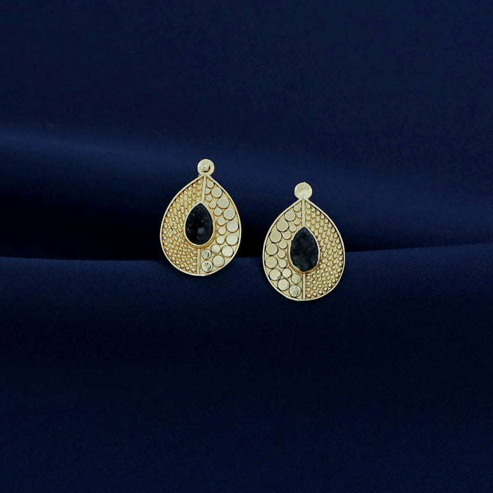 Alysa Golden Textured Druzy Stone Drop Earring