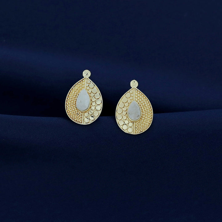 Alysa Golden Textured Druzy Stone Drop Earring