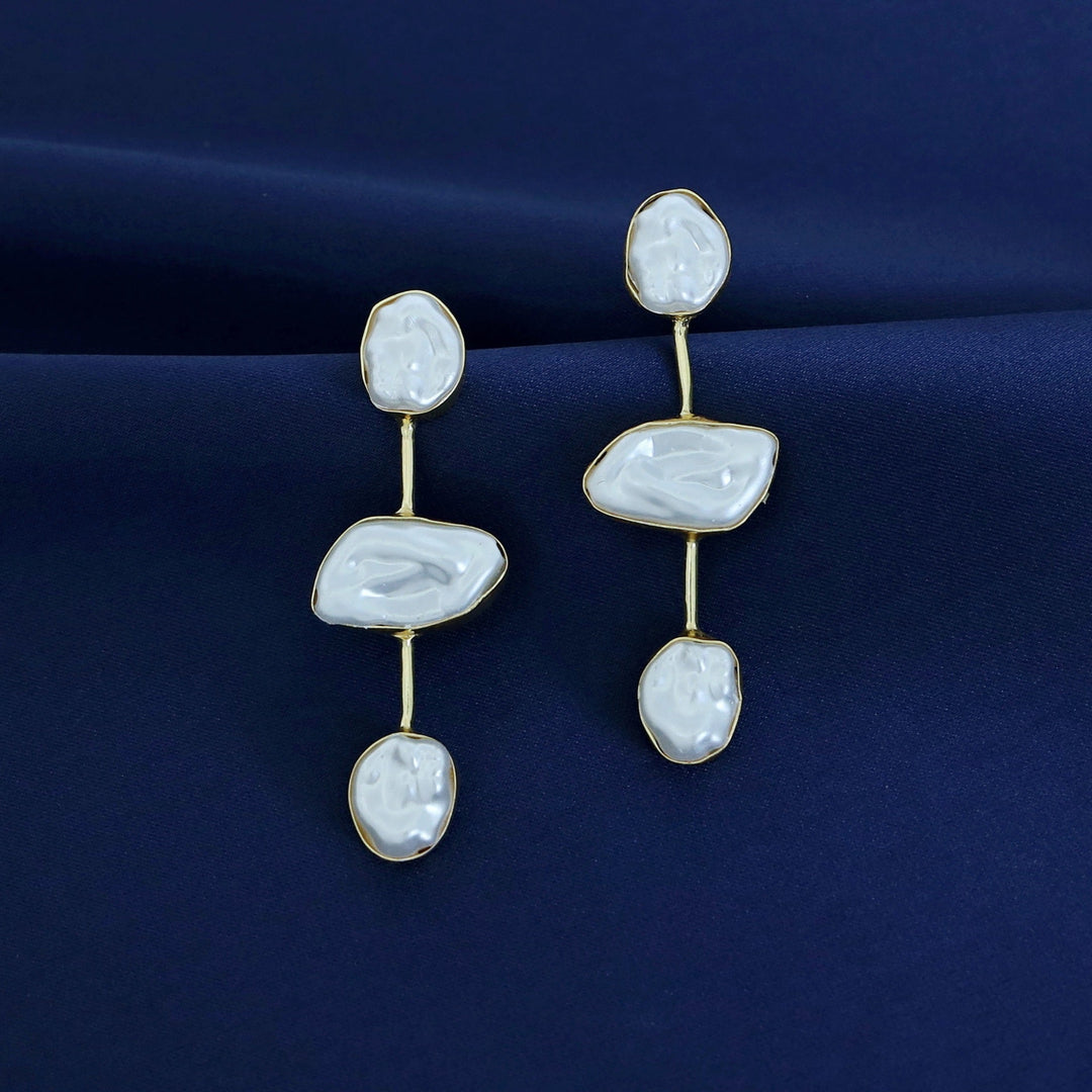 Advika Golden Stick Tri Baroque Earring