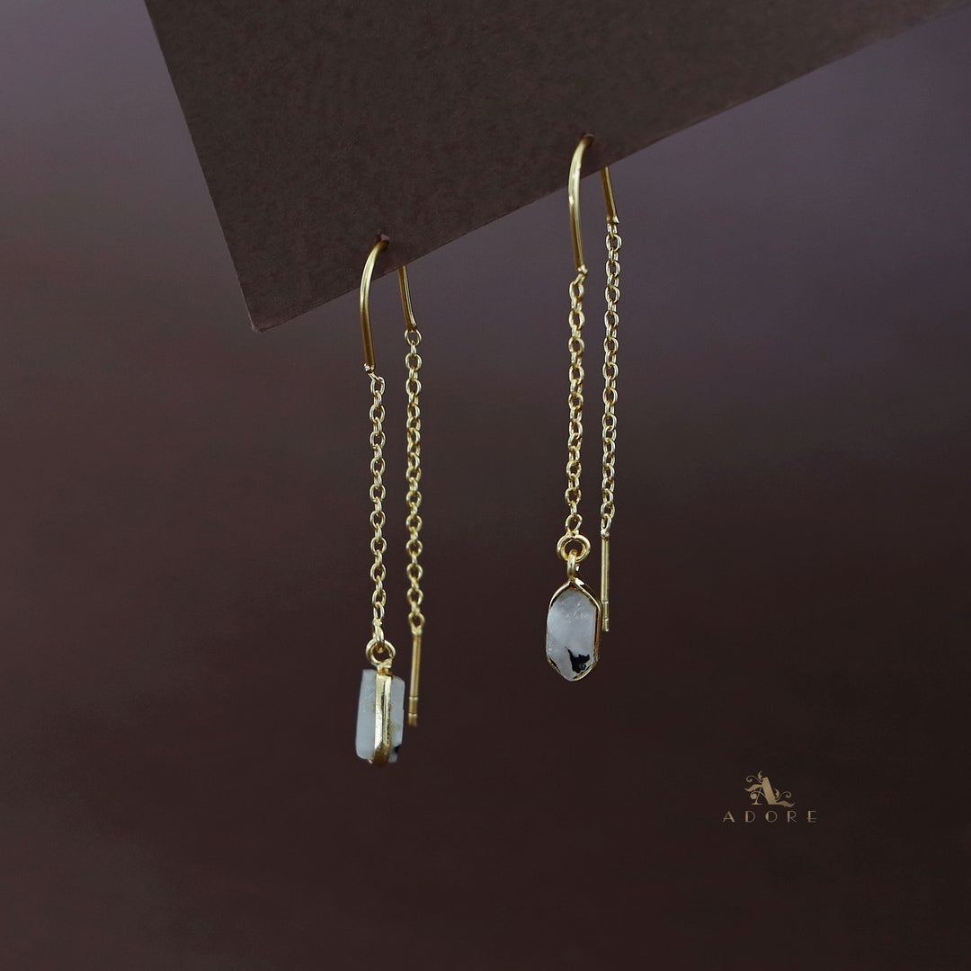 Mawar Raw Stone Needle and Thread Earring