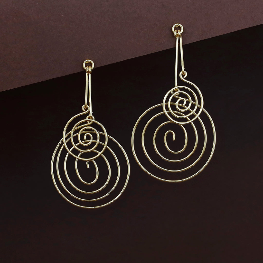 Riya Golden Dual Spiral Earring