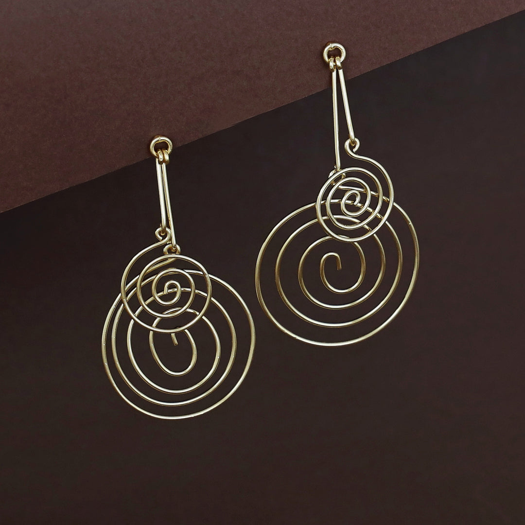 Riya Golden Dual Spiral Earring