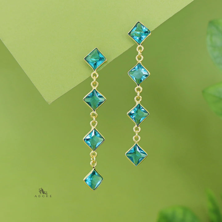 Golden Long Diamond Glossy Stone Earring