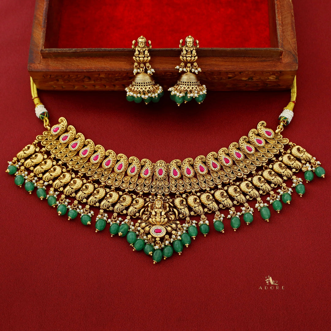 Rajwadi Lakshmi Bridal Neckpiece / Choker With Earring