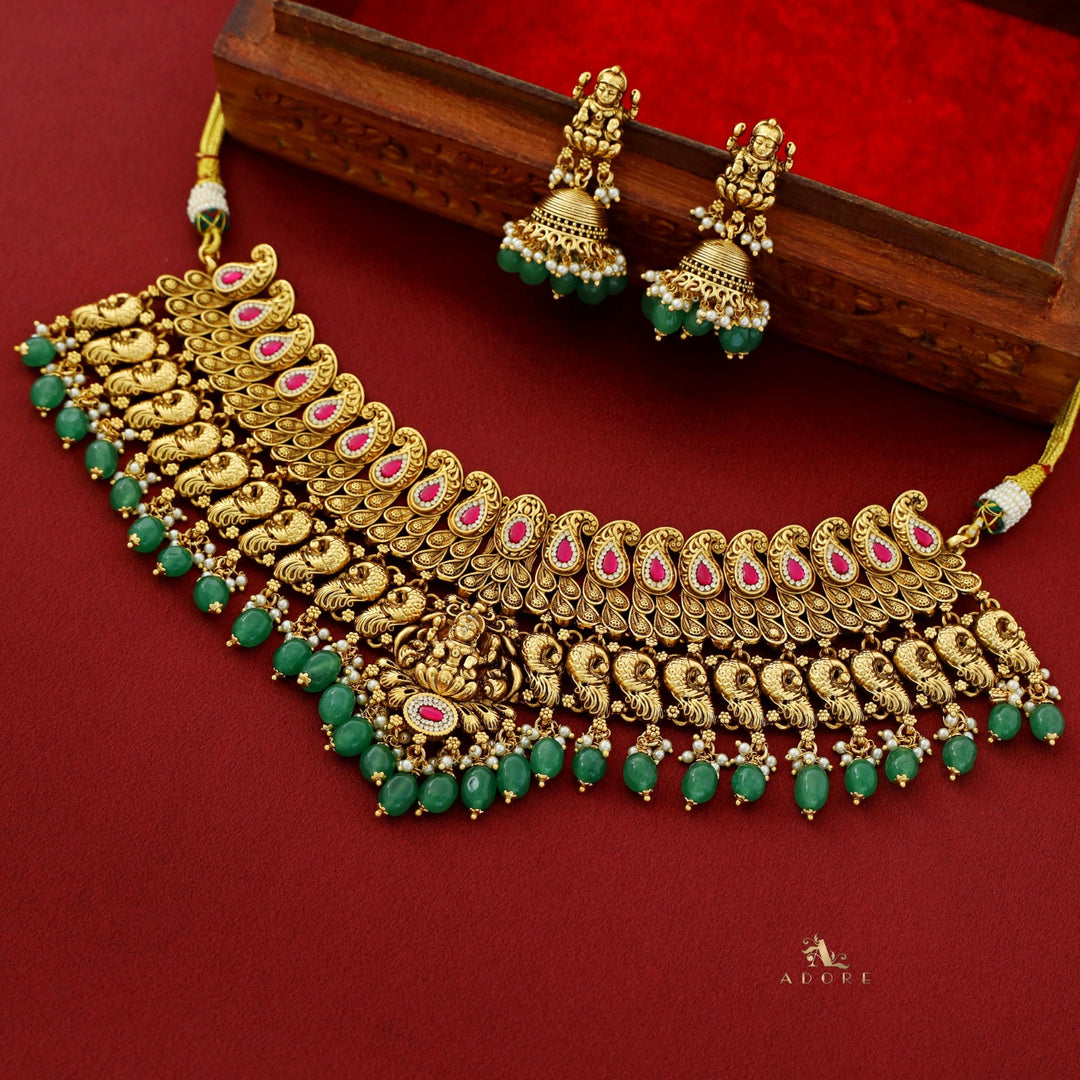 Rajwadi Lakshmi Bridal Neckpiece / Choker With Earring