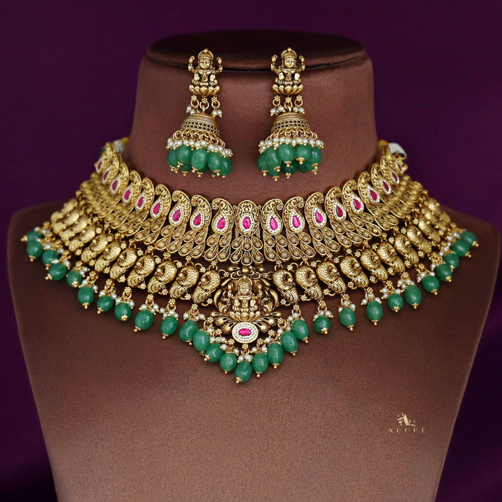 Rajwadi Lakshmi Bridal Neckpiece / Choker With Earring