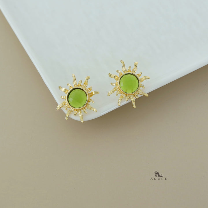 Tiara Golden Sun Flower Glossy Earring