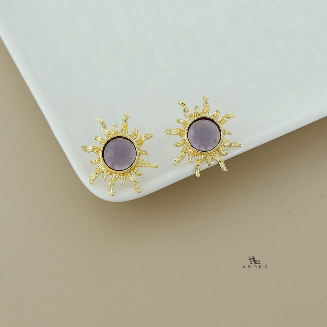 Tiara Golden Sun Flower Glossy Earring