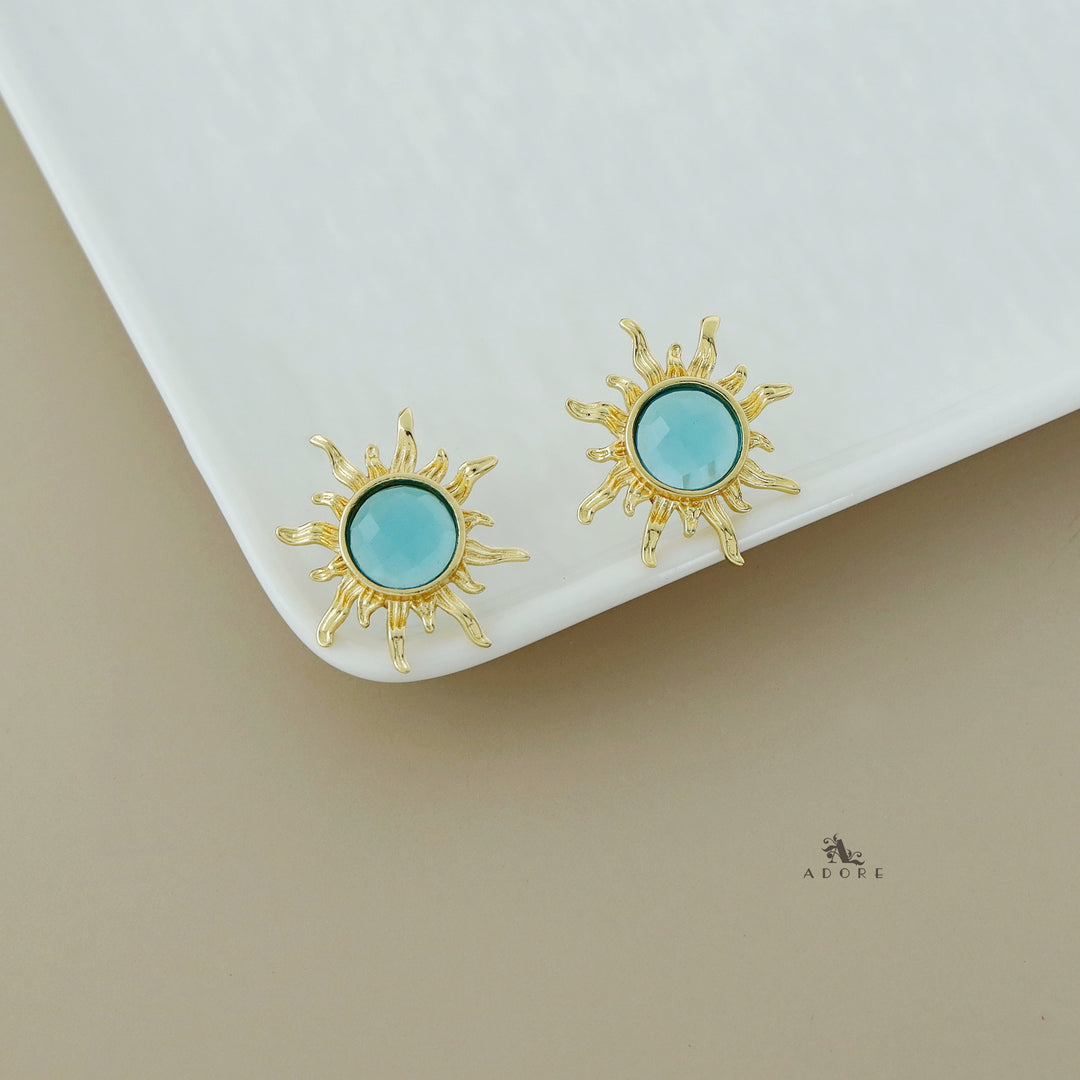 Tiara Golden Sun Flower Glossy Earring