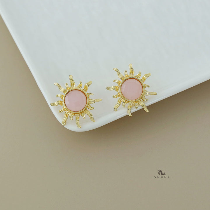 Tiara Golden Sun Flower Glossy Earring