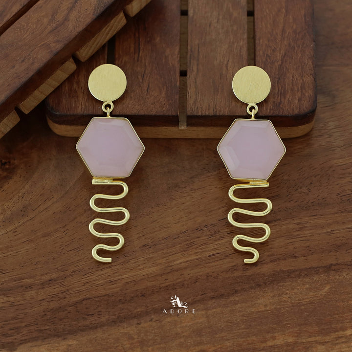 Alora Golden Circle + Hexagon Glossy Earring