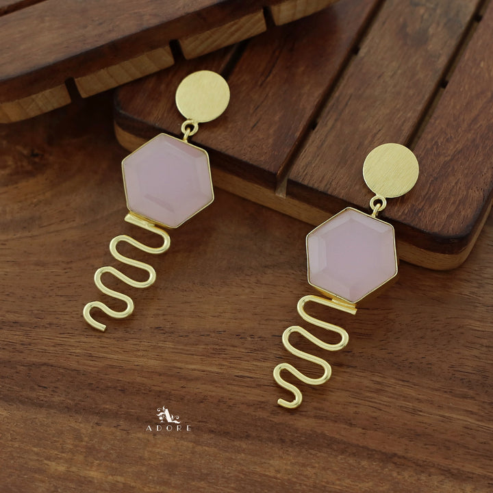 Alora Golden Circle + Hexagon Glossy Earring